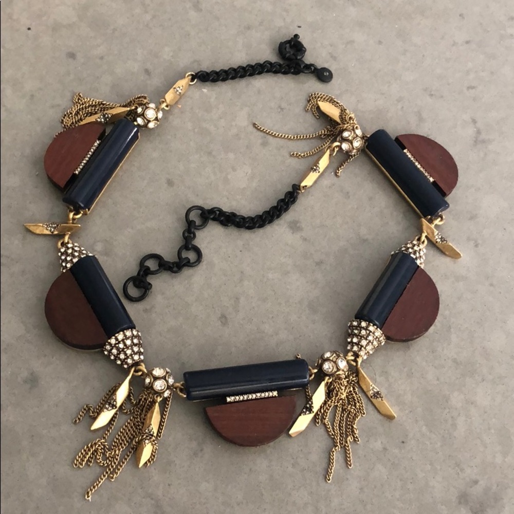 J Crew Art Deco mix media necklace